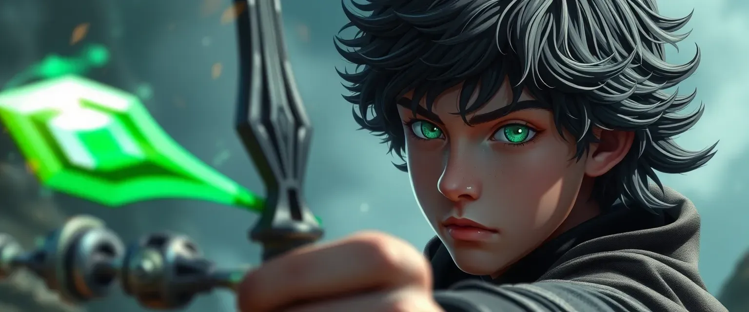 A determined 15-year-old boy with emerald eyes and wild dark curls seeks to retrieve the powerful Reapers' Requiem Arrow.