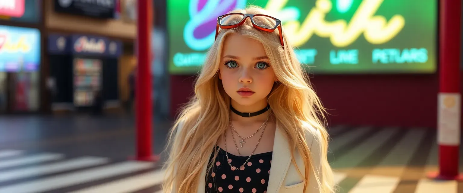 Babs is a 13-year-old blonde girl known for her long hair and stylish outfits that blend cute and sexy elements.