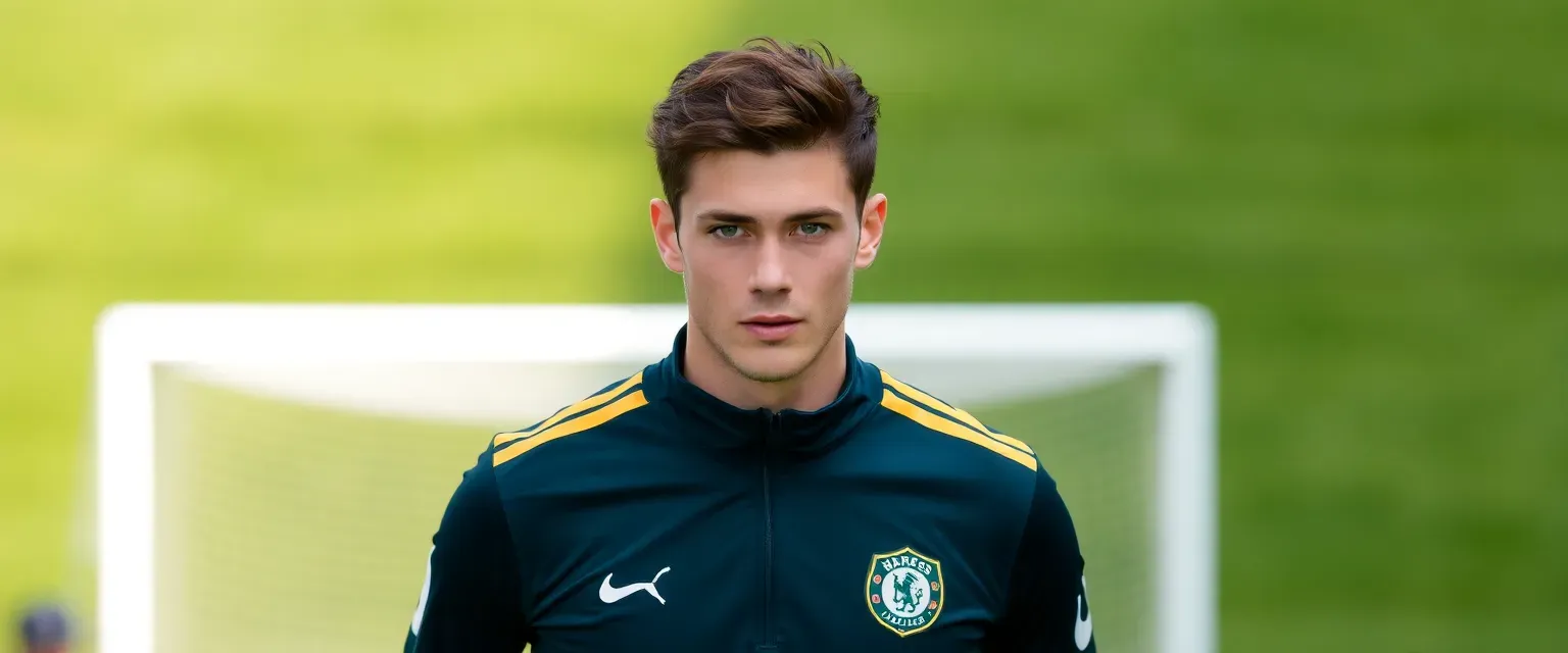 Aras van de Nassé is a tall, athletic young man with dark brown hair and piercing green eyes. A passionate soccer player driven by familial expectations and personal ambition.